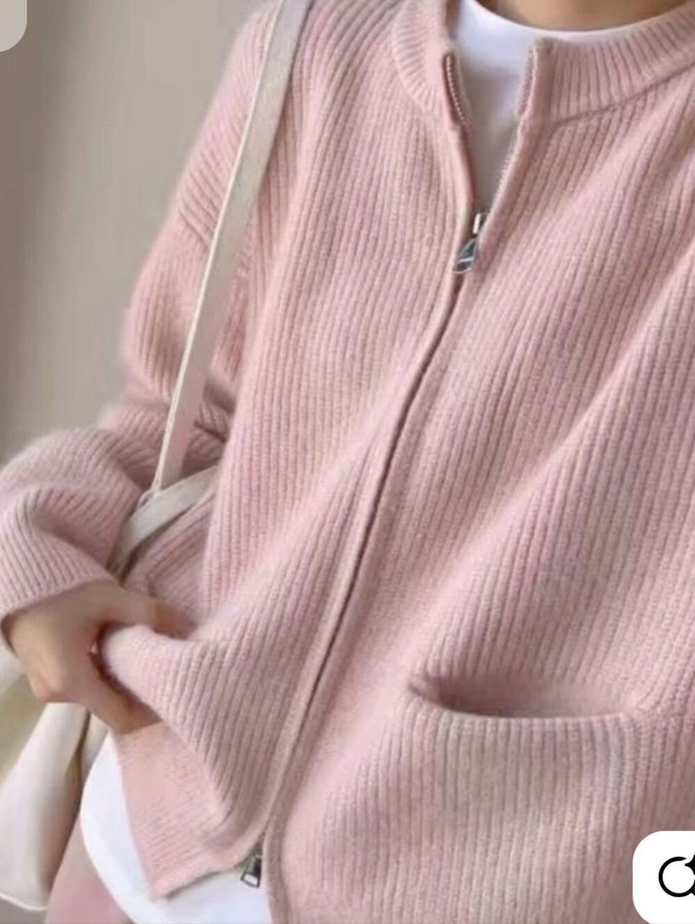 HATHAWAY PLATINUM Cashmere Cozy Pink Ribbed Cardigan Sweater